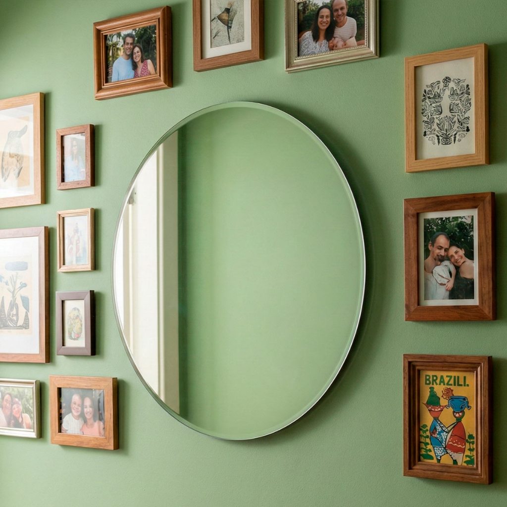 Espelho Redondo Lapidado 40cm com Fita para Uso em Sala Quarto Banheiro e Escritório em Oferta na Shopee