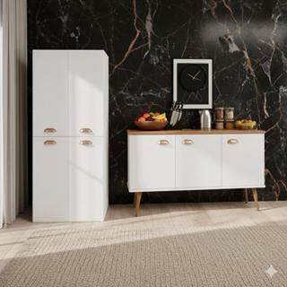 Armário Organizador com Prateleiras Internas + Aparador Buffet 3 Portas Estilo Retrô em Oferta na Shopee