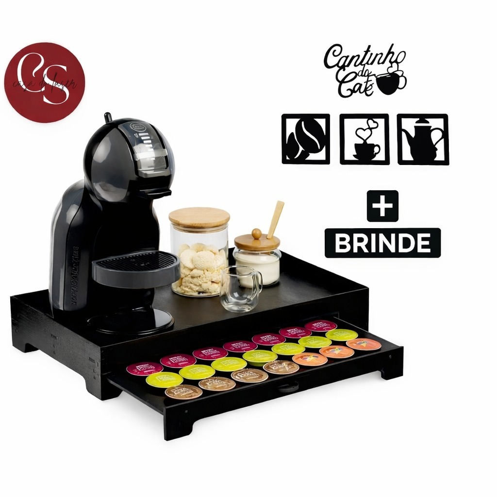 Porta Capsulas Dolce Gusto 40 Cápsulas Bandeja 50x30 Preto Mdf em Oferta na Shopee