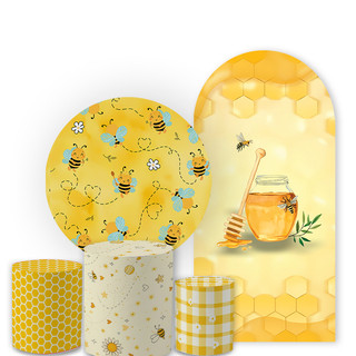 Capa Painel + Trio Cilindro Tema: Abelhinha Festa Infantil Decoração Meninas Lançamento Bibi Painéis