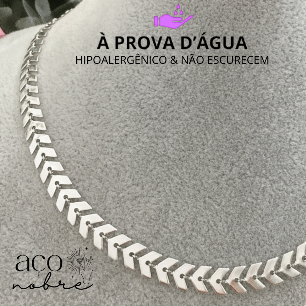 Colar Aço Inox Escama de Peixe Inoxidável Choker Gargantilha Não Escurece  Setas Setinhas em Oferta na Shopee