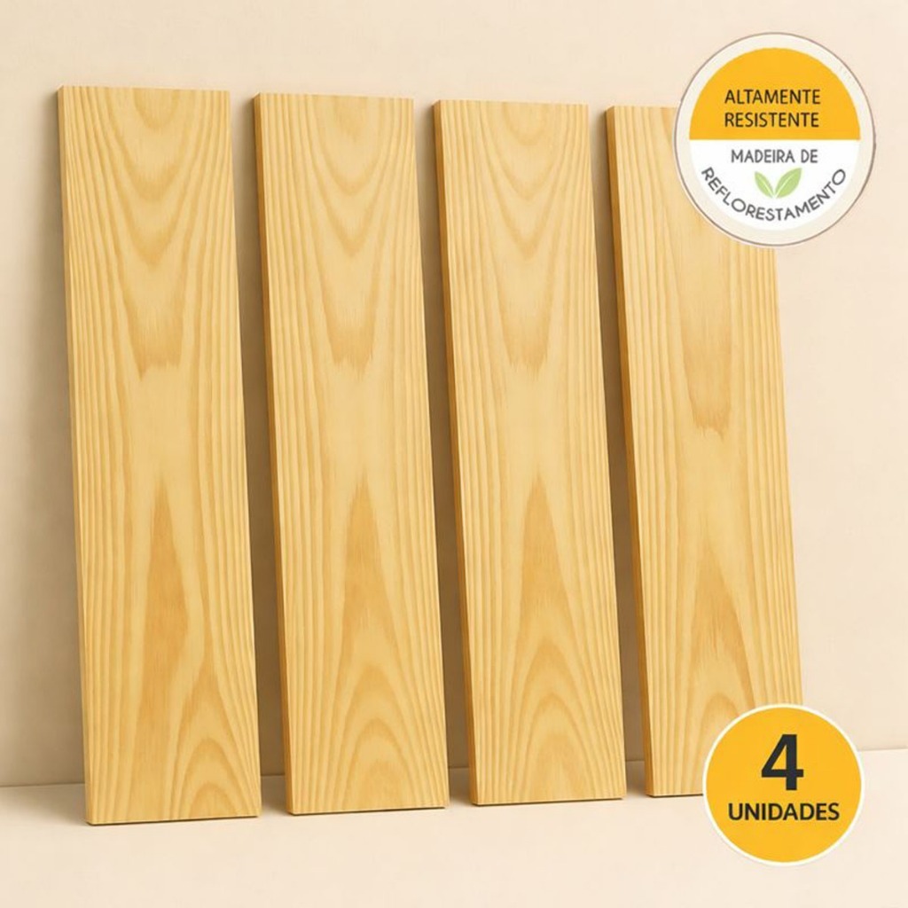 Kit 4 Tabua De Madeira Pinus Prateleira Estante Rack Bancada em Oferta na Shopee