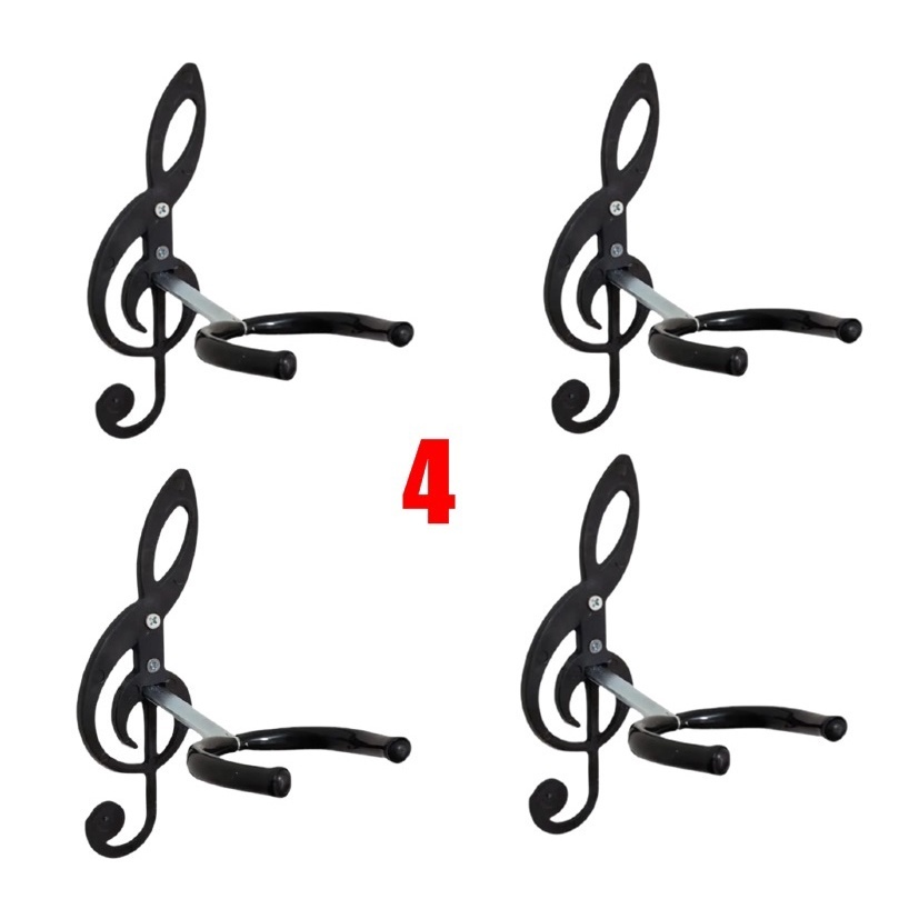Imagem Kit 4 Suportes De Violão Parede, .. Guitarra, Baixo, Cavaquinho,banjo Viola Ukulele Com Clave De Sol