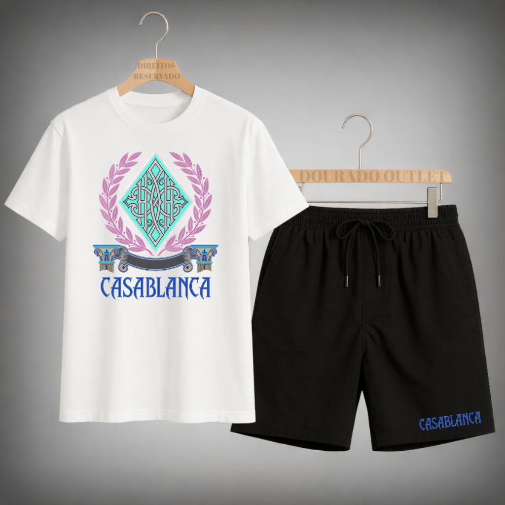 Kit Camisa e Short Masculino Estampa Blanca Casual em Oferta na Shopee