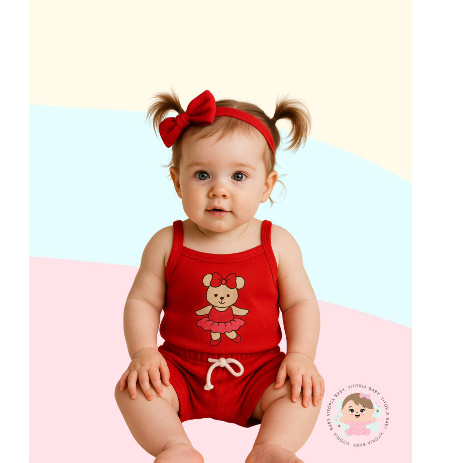 Conjunto Body De Bebe Alça  Com Short Feminino PMG Em Suedine Confortável Bordado em Oferta na Shopee