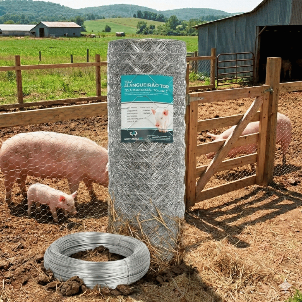 Tela Mangueirão 1,20m x 50m Fio 18 Malha 3 + Arame Fio 16 Brinde Galvanizada em Oferta na Shopee