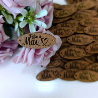 ETIQUETAS FEITO A MÃO EM COURO SINTÉTICO KIT 100 UN em Oferta na Shopee