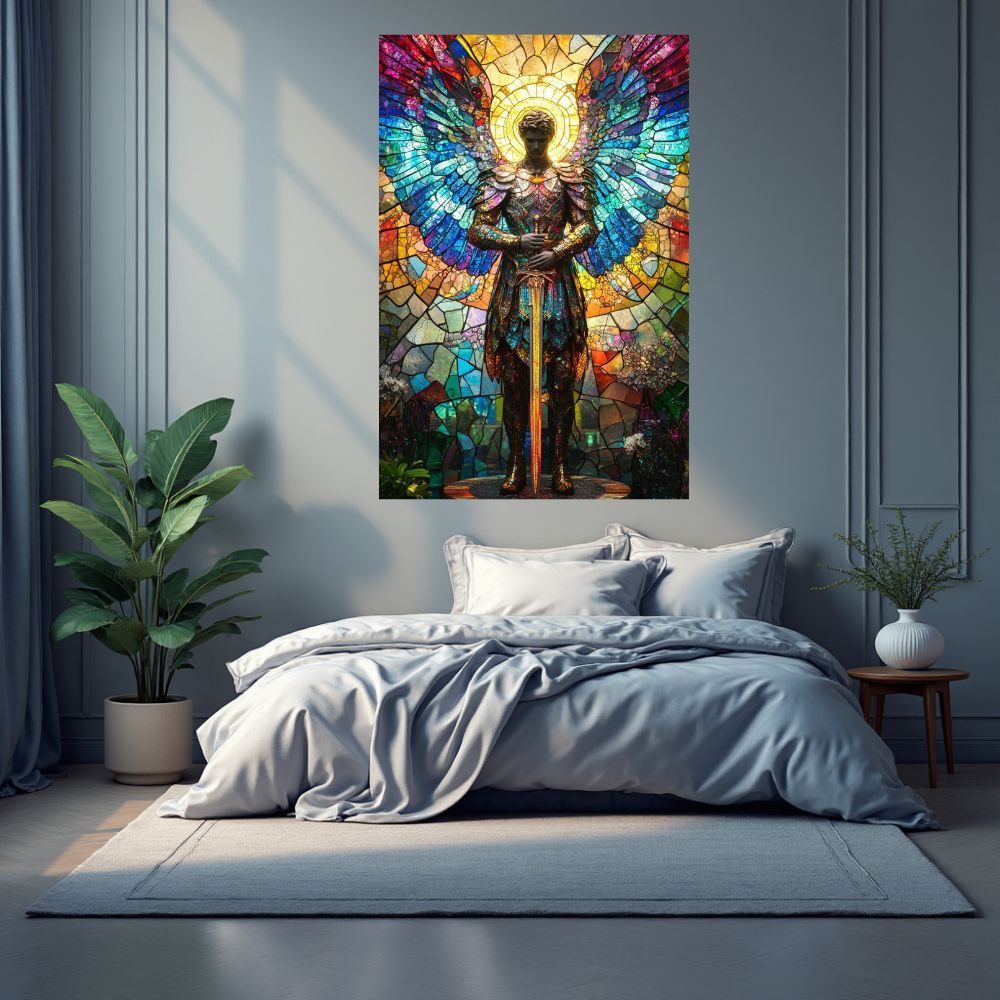 Quadro Decorativos Arcanjo Miguel para Sala Religioso Moderno 1 Tela