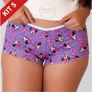 Kit Exclusivo 5 Shortinhos Calcinha Boxer Feminino Microfibra Com Personagem Conforto Diário em Oferta na Shopee