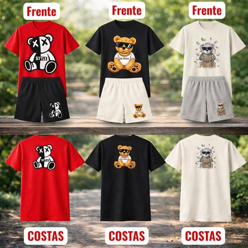 Conjuntos Infantil Menino Masculino Bermuda e Blusa de Malha Estiloso