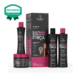 01 Kit LISO COM FORÇA 4 Itens Bio Instinto Hidratação Ressecados Quebradiços Brilho Alta Nutrição em Oferta na Shopee