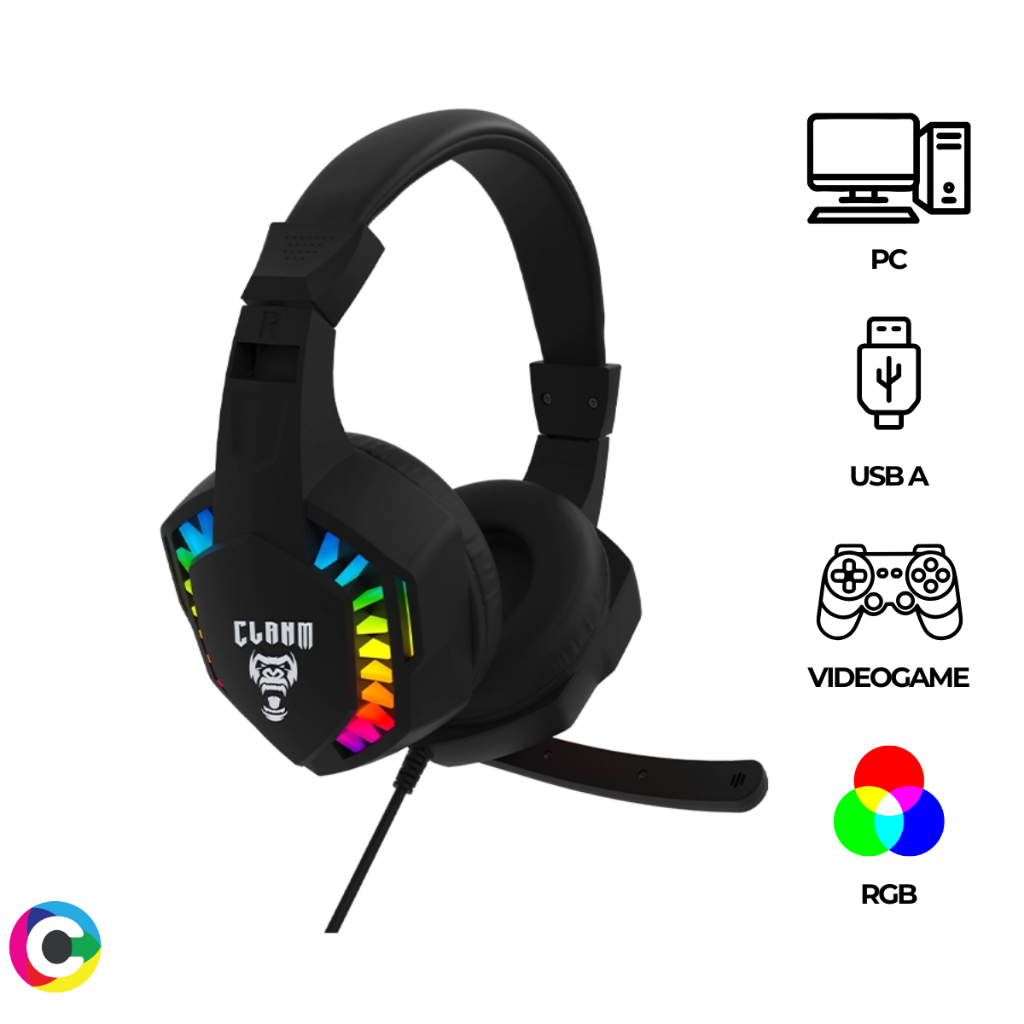 Headset Fone Gamer Night Seek RGB Led Rainbow Preto com Microfone USB A PC PS4 Videogame Headfone
