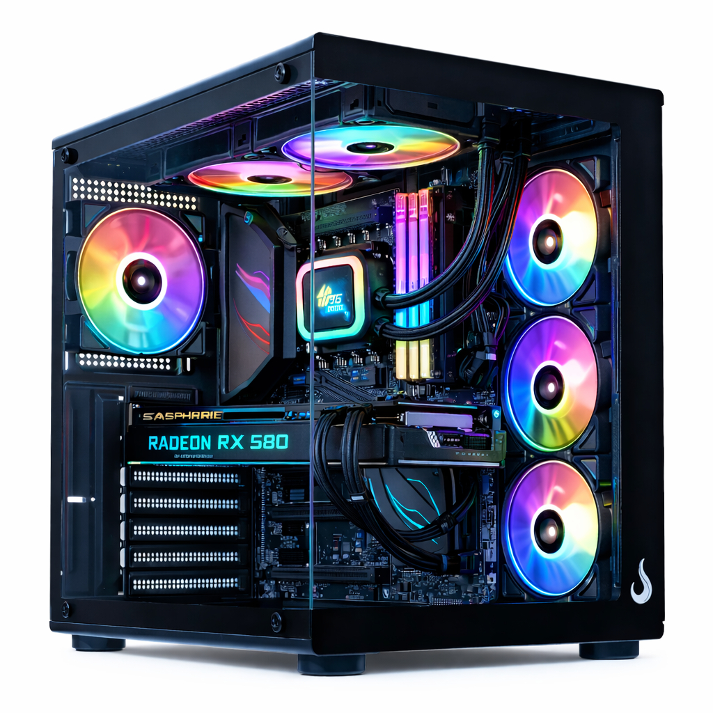 Cpu Xeon 2699 v3 Com 36 Nucleos E 64gb RX590 8gb Water Cooler Gabinete Aquarios