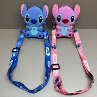 Bolsa Stitch Silicone Azul Rosa Pequena Porta Celular Tiracolo Ajustável Feminina Infantil em Oferta na Shopee