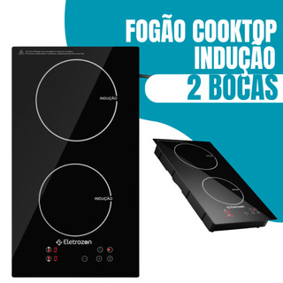 Cooktop de Indução 2 Bocas Preto  Painel Touch Trava de Segurança e Tecnologia Avançada