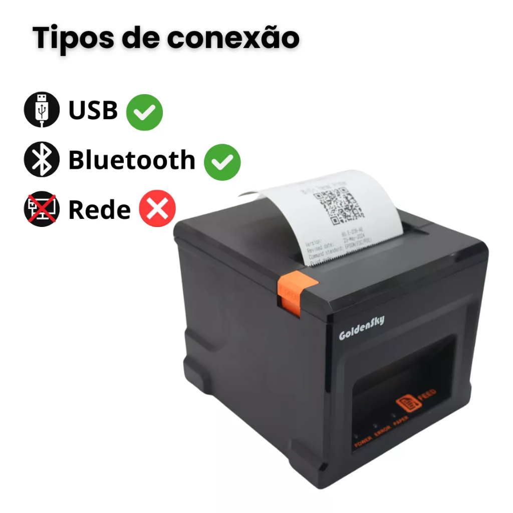 Impressora Térmica Ticket De Cupom 58mm 80mm Não Fiscal Para Pc USB Bivolt Bluetooth