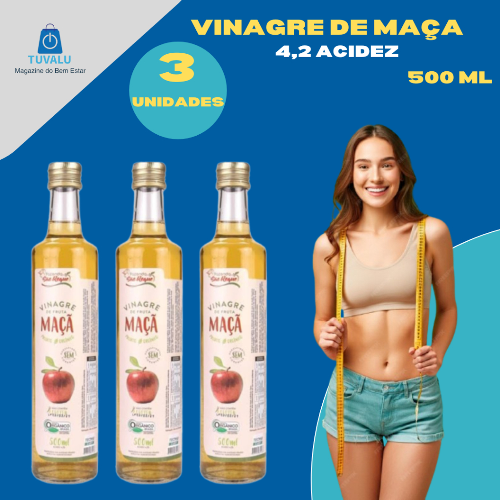 Kit  Vinagre de Maçã Orgânico - 4,2 Acidez - Fazenda São Roque 500 ml