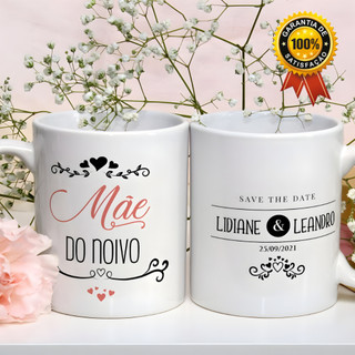Kit com 2 Canecas Personalizadas | Mãe do noivo, Pai do Noivo,Madrinha,Padrinho | Ideal para convite