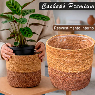 Cesto Cachepô Fibra Natural Redondo Para Plantas Decoração 12 a 20cm em Oferta na Shopee