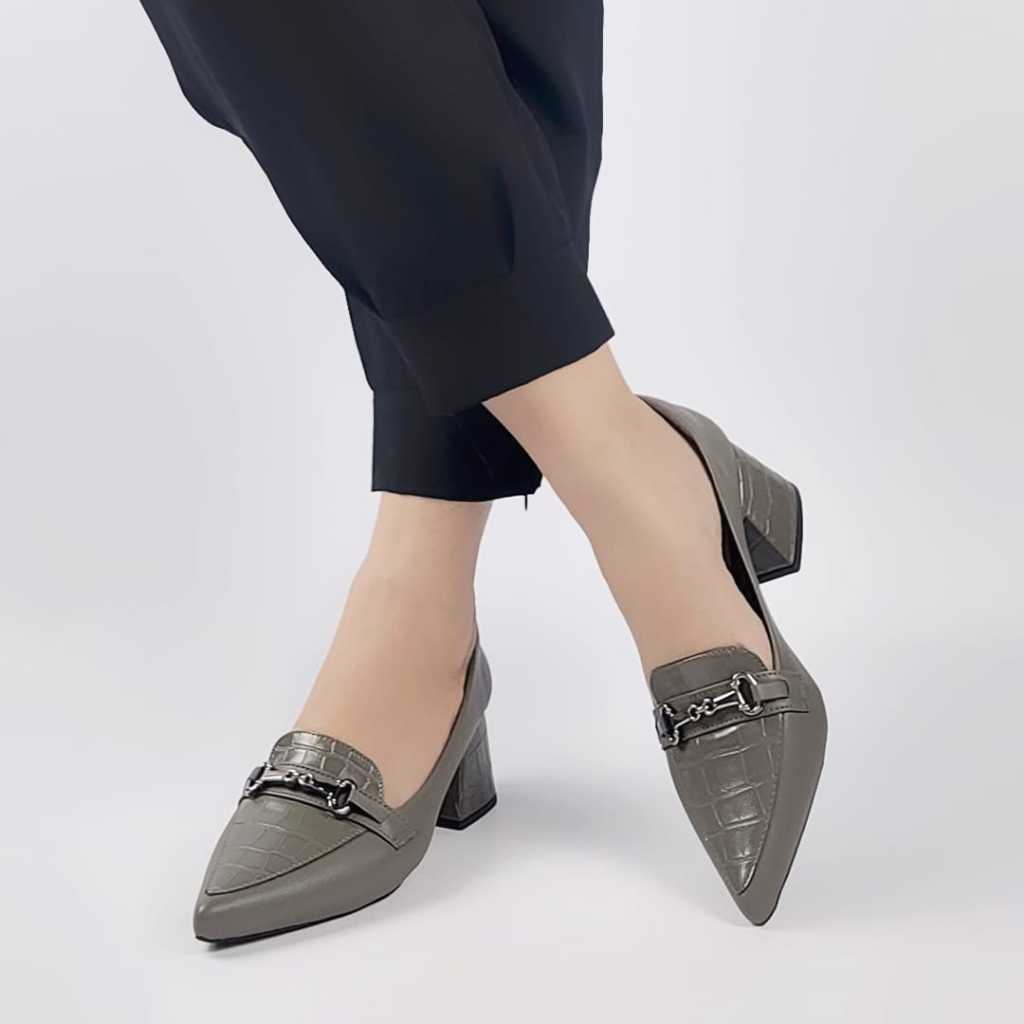 Sapato Scarpin Feminino Salto Bloco Baixo Elegante Preto Nude Caramelo Confortável Para Trabalhar