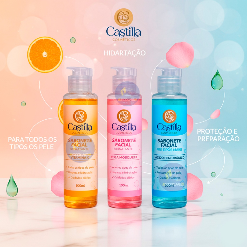 Sabonete Facial Líquido Rosa Mosqueta Vitamina C Ácido Hialurônico 100ml