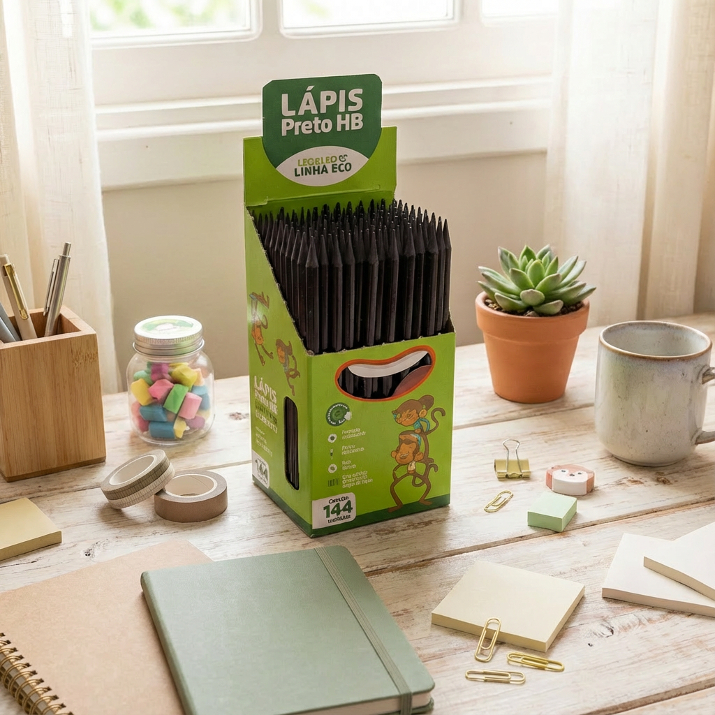 Lápis de Escrever HB Leo&Leo Linha Eco 144 Unidades Uso Escolar Profissional