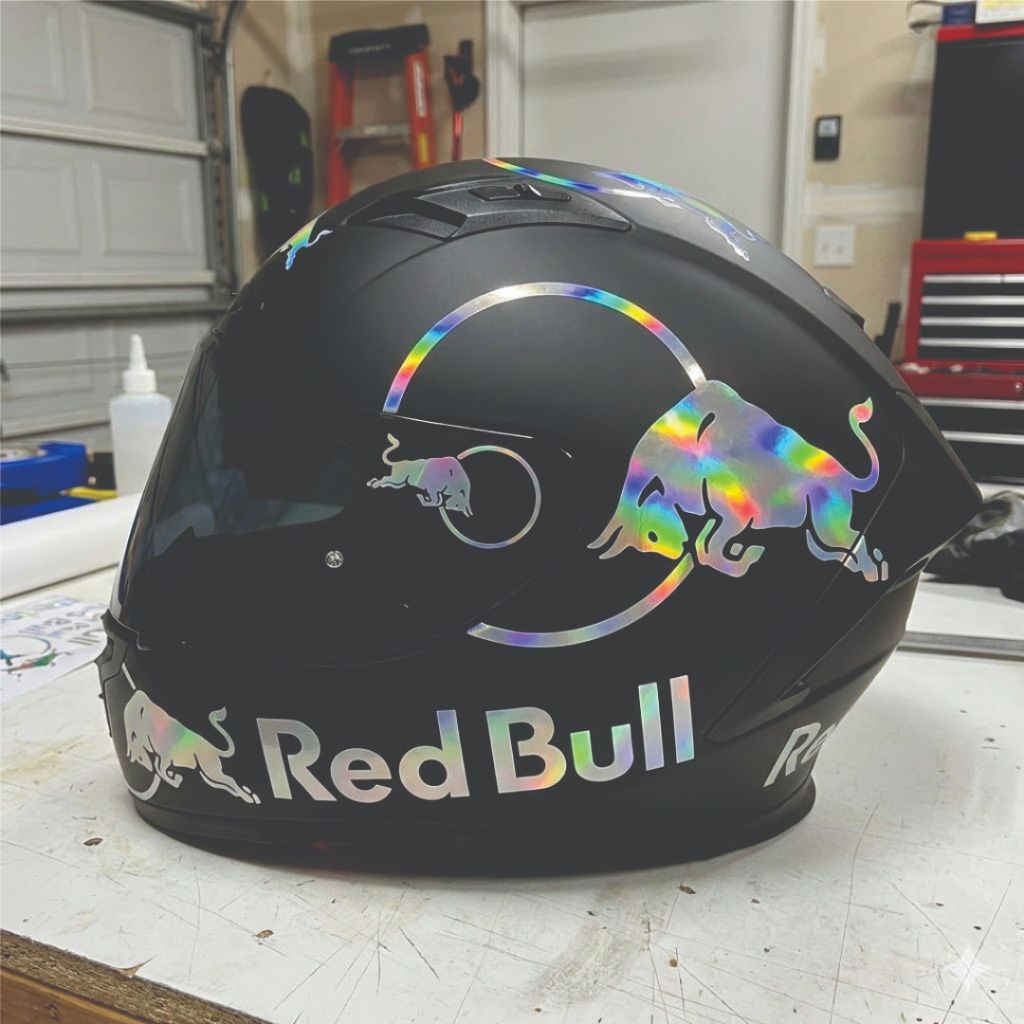 Adesivo Red Bull Vinil Holográfico Recorte Eletrônico Premium Para Moto E Carro Capacete