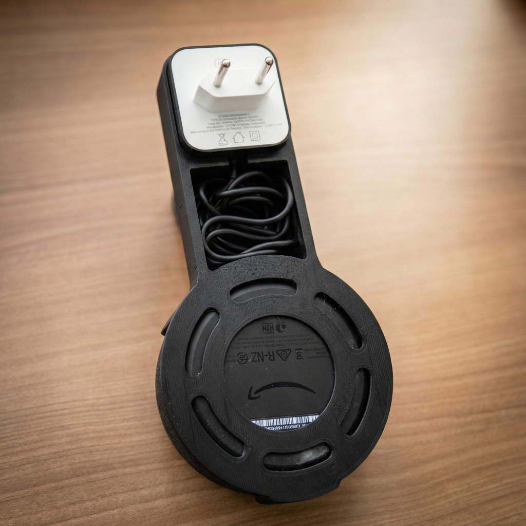 Suporte para Alexa Echo Dot 3ª Geração – Organizador de Cabos, Fixação na Tomada, Sem Fios Aparente, Design Clean