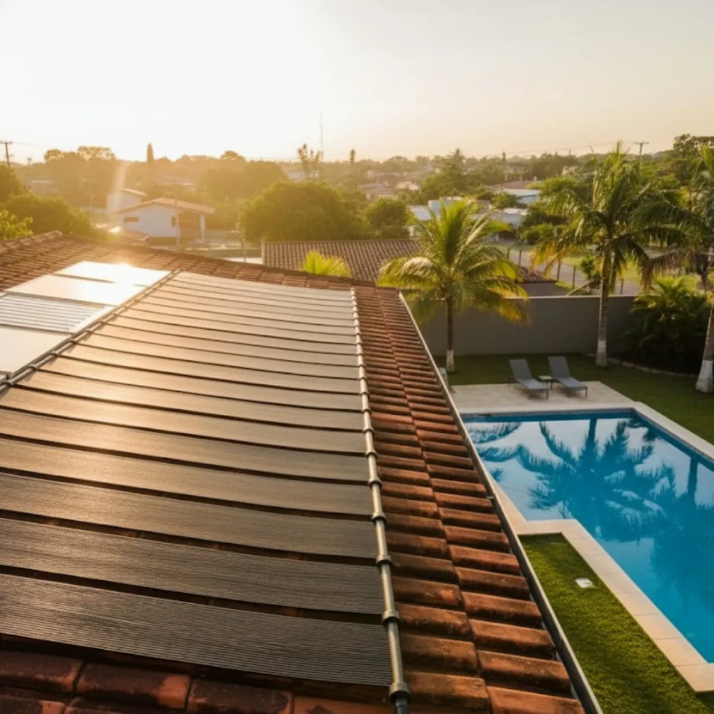 5 Placas Solar Piscina TS Solar 2m x 30cm União Rosca + Kit Instalação