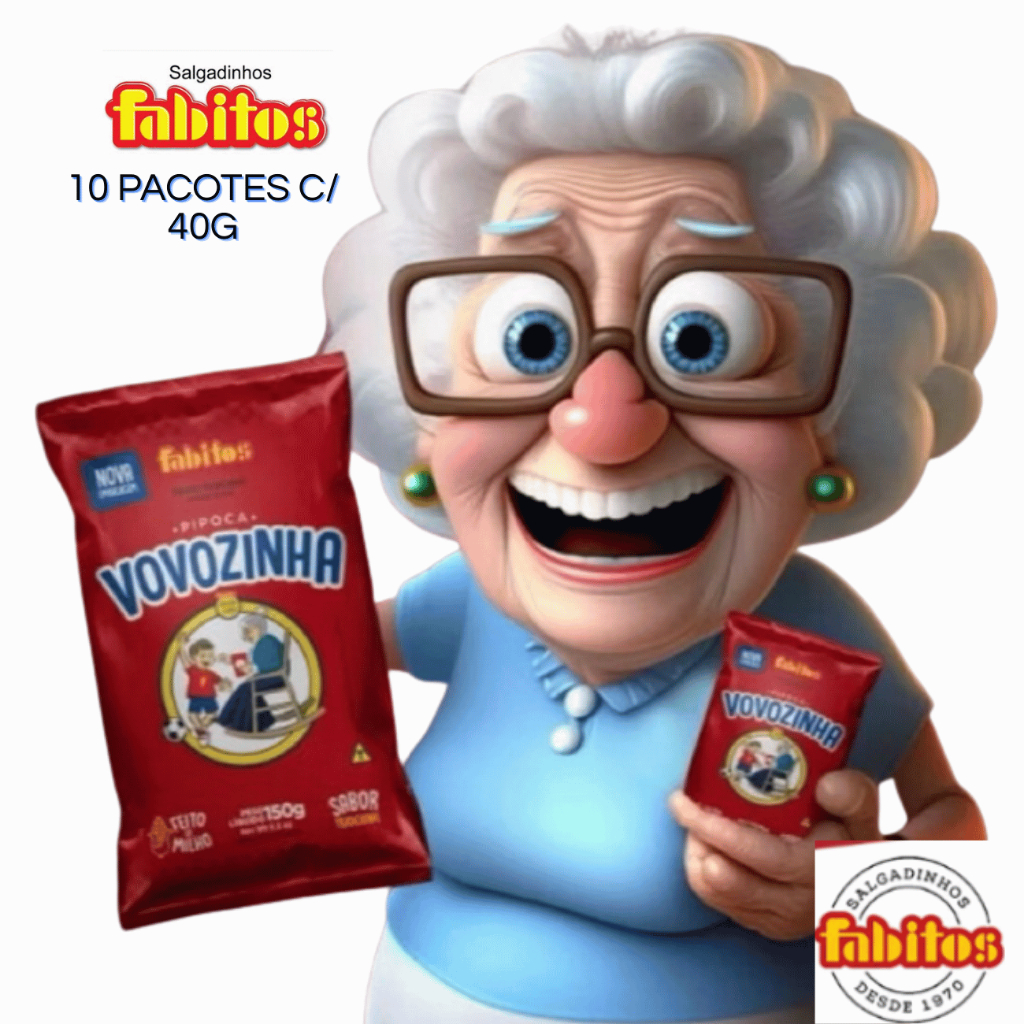 Pipoca Doce da Vovozinha Fabitos 40 gramas Kit 10 Pacotes