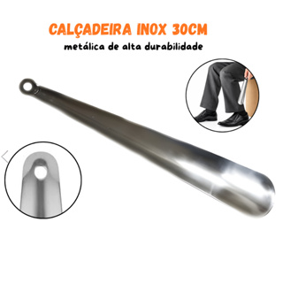 Calçadeira Inox Premium 30cm Para Sapato Tênis e Bota Calçador Metal Resistente Conforto ao Calçar em Oferta na Shopee
