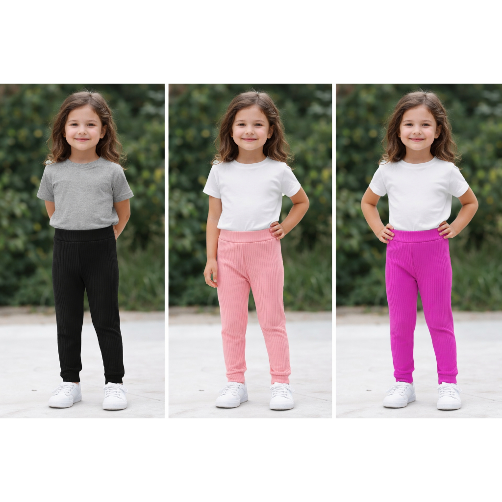 Kit 03 Calças Infantil Canelada Menina Ideal para Escola Parque Dia a Dia