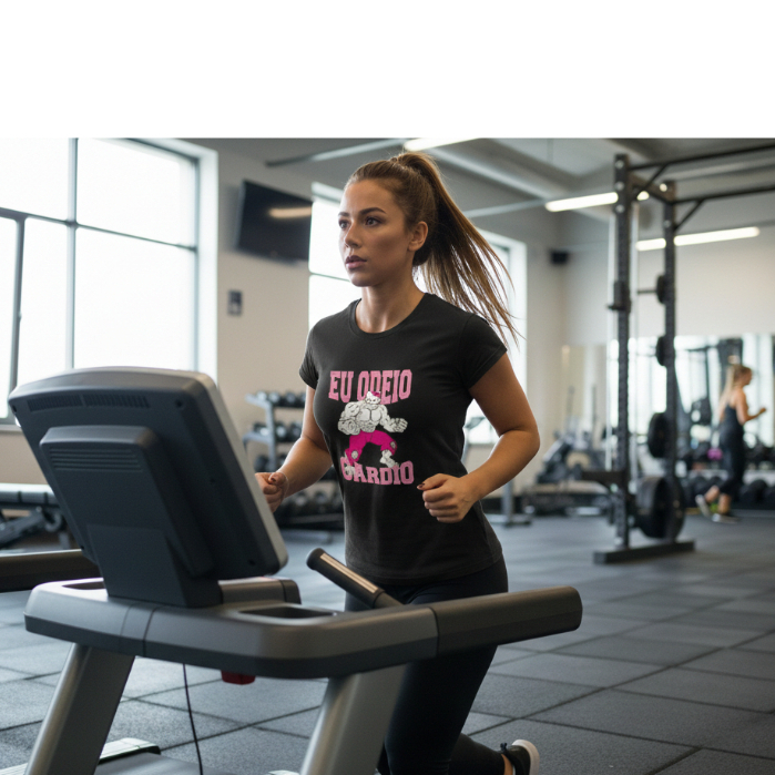 CAMISETA FEMININA ACADEMIA EU ODEIO CARDIO ENVIO RAPIDO DIA A DIA TREINO PROMOÇÃO LAZER EXERCICIOS..