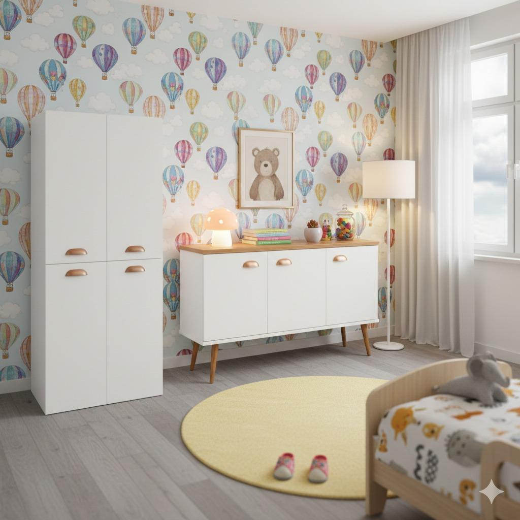 Kit Armário Retrô Multiuso + Balcão Aparador Moderno - Ideal Para Quarto Sala Cozinha · foto 2