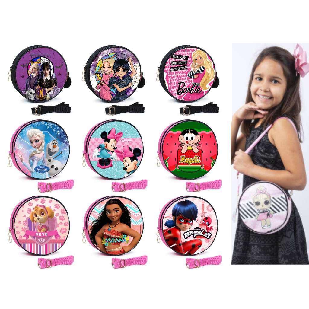 Bolsinha Redonda Infantil / Escolha sua Estampa: em Oferta na Shopee