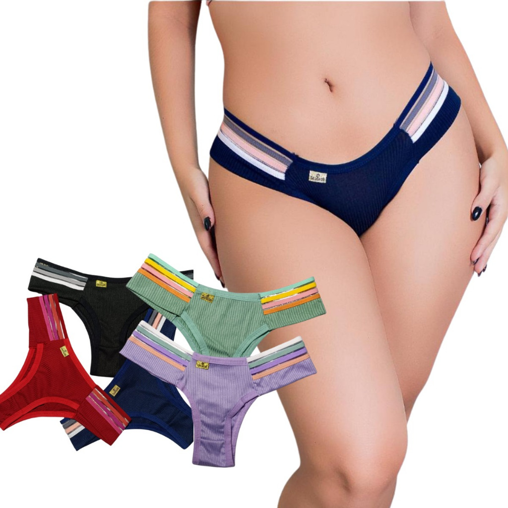 Kit Com 5 Calcinha Confortaveis Com Elastico Na Lateral dia dia em Oferta na Shopee
