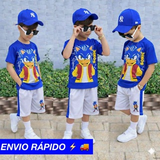 Conjunto Infantil Sonic Masculino Dry Fit Camisa + Short Leve e Fresquinho 4 a 10 Anos em Oferta na Shopee
