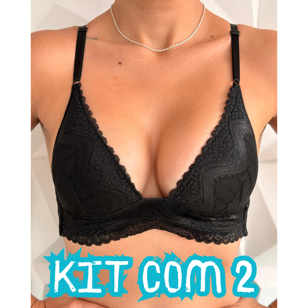 Kit 2 Sutiã Bojo Soft Com Renda NÃO AMASSA Sem Aro Confortável Premium Alça Regulável em Oferta na Shopee