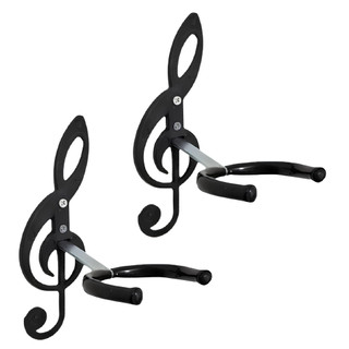 Kit 2 Suportes de Parede PRETO para Violão, Guitarra, Ukulele, Baixo – Design Clave de Sol