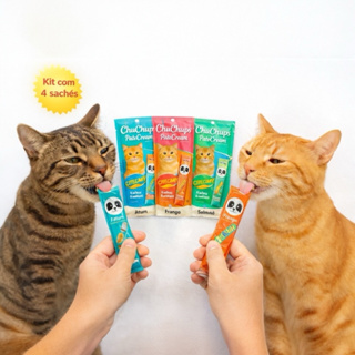Petisco Cremoso para Gatos ChuChups Cream 15g – Snack Úmido Kit com 4 Sachês em Oferta na Shopee