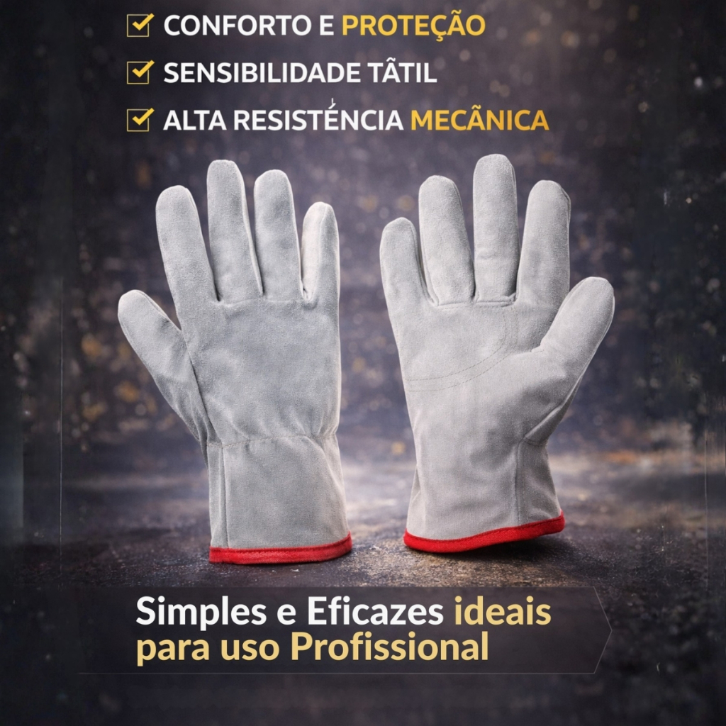 Luva de Segurança Couro Vaqueta com Reforço Raspa Mista e Total Trabalho Pesado (CA) em Oferta na Shopee