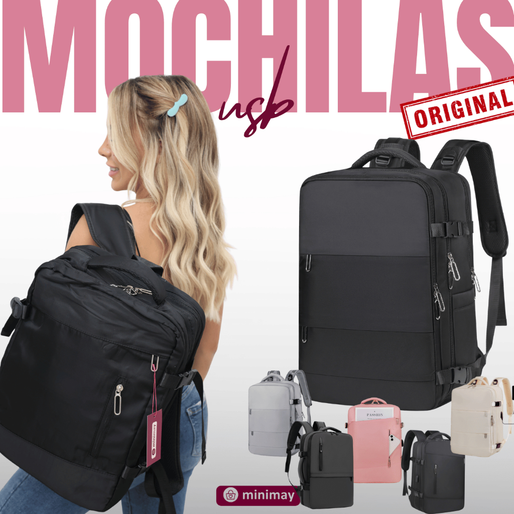 MINIMAY - Mochila de Viagem USB Masculina e Feminina Impermeável Mochila para Notebook ORIGINAL