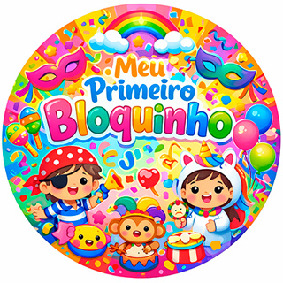Painel Redondo Tema Meu primeiro bloquinho Carnaval 50cm – Capa em Tecido com Elástico em Oferta na Shopee