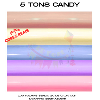 Papel de Seda Mix Candy Pacote com 100 folhas 50x35cm em Oferta na Shopee