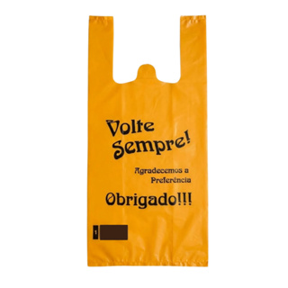 Sacola Plástica Laranja Reforçada (38x50) com Logo Volte Sempre | 100 UNIDADES em Oferta na Shopee