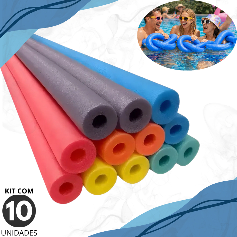 Kit 10 un Boia Espaguete Grande Macarrão Flutuador 1,65m Piscina Natação Cor Colorido Furado em Oferta na Shopee
