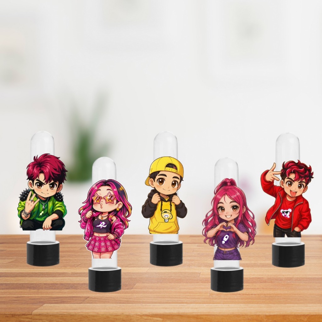 Aplique para Tubete de 13cm  Festa Infantil Tema Os Rosas Emilly e Vick Lembrancinha Personalizada (NÃO COMPANHA TUBETE)