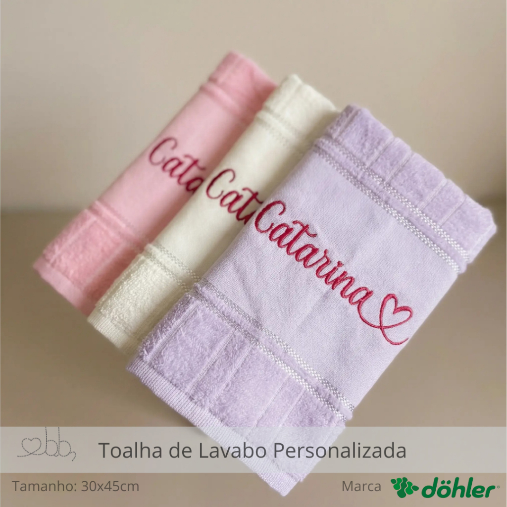 Kit 3 Toalhas de Lavabo Döhler Personalizadas com Nome | Bebê e Escolar em Oferta na Shopee