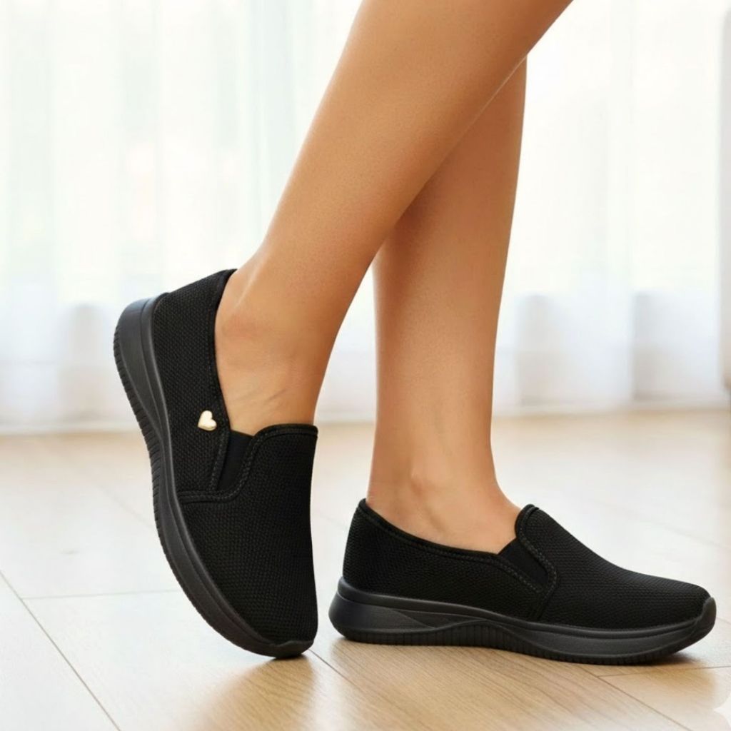 KIT 2 Pares Calce Fácil Iate Slip On dia a dia confortável com pingente coração