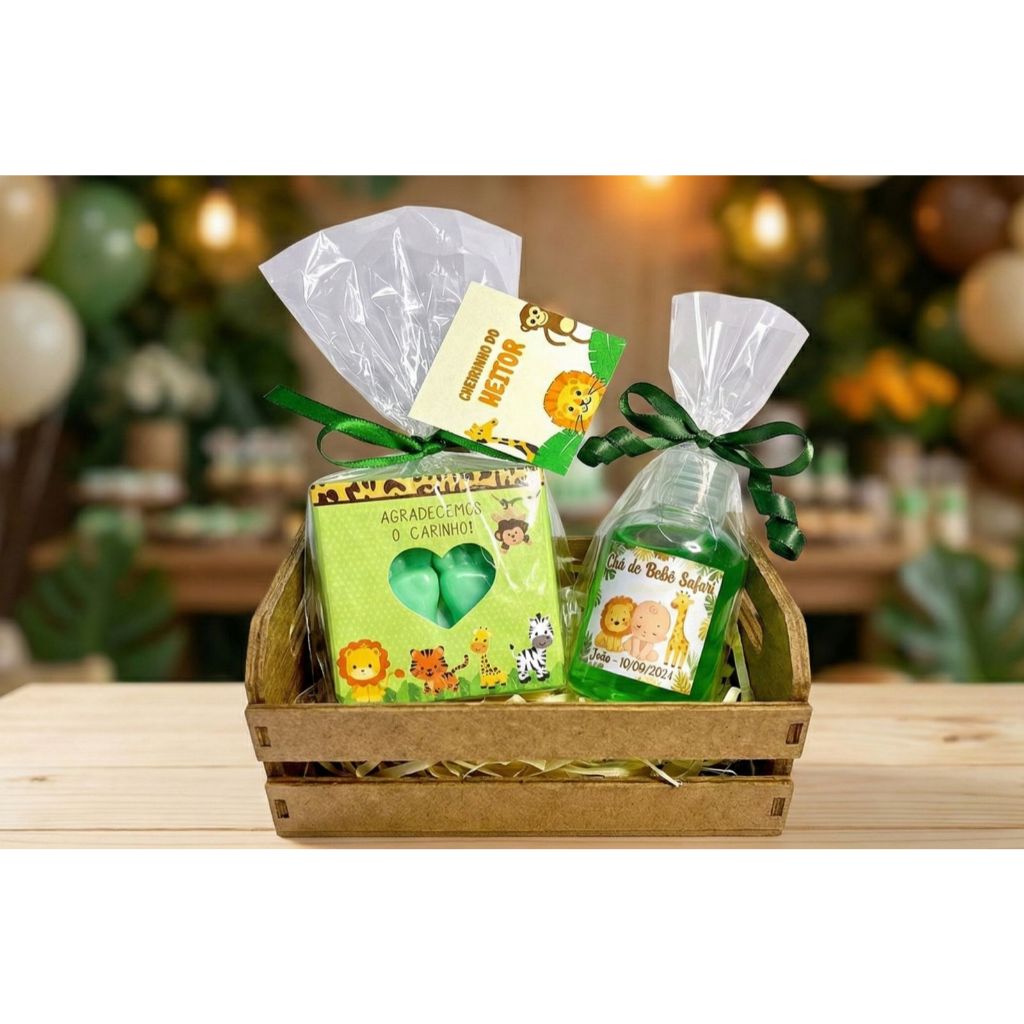 Kit 100 Lembrancinhas 50 Caixinhas e 50 Sabonete Liquido Cha de Bebe Revelação PERSONALIZADOS